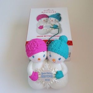 Hallmark Ornament 2013 Snow Better Sisters Pink Teal